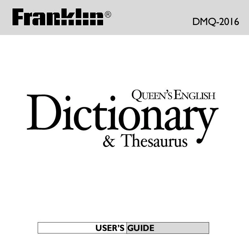 Mode d'emploi FRANKLIN DMQ-2016