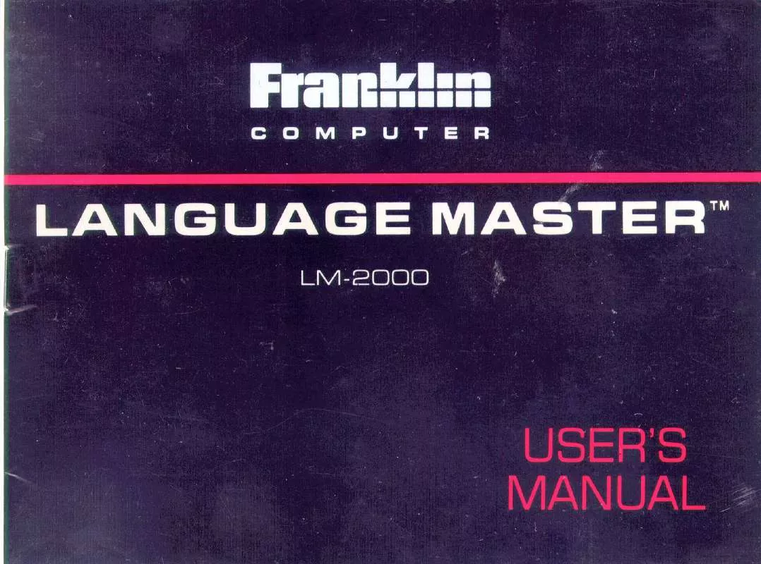 Mode d'emploi FRANKLIN LM-2000