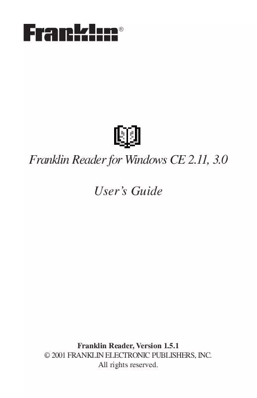 Mode d'emploi FRANKLIN READER FOR WINDOWS CE 2.11 & WINDOWS CE 3