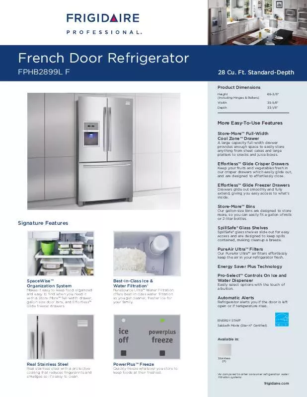 Mode d'emploi FRIGIDAIRE FPHB2899L F