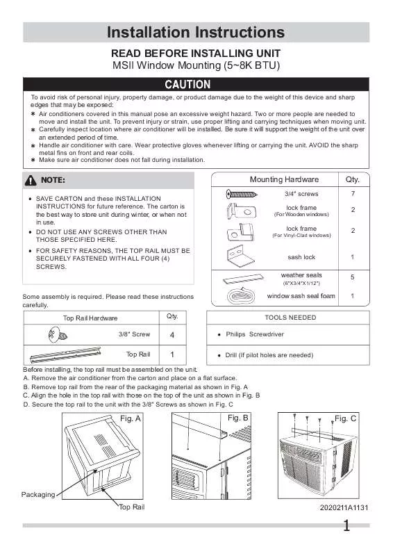 Mode d'emploi FRIGIDAIRE FRA082AT70