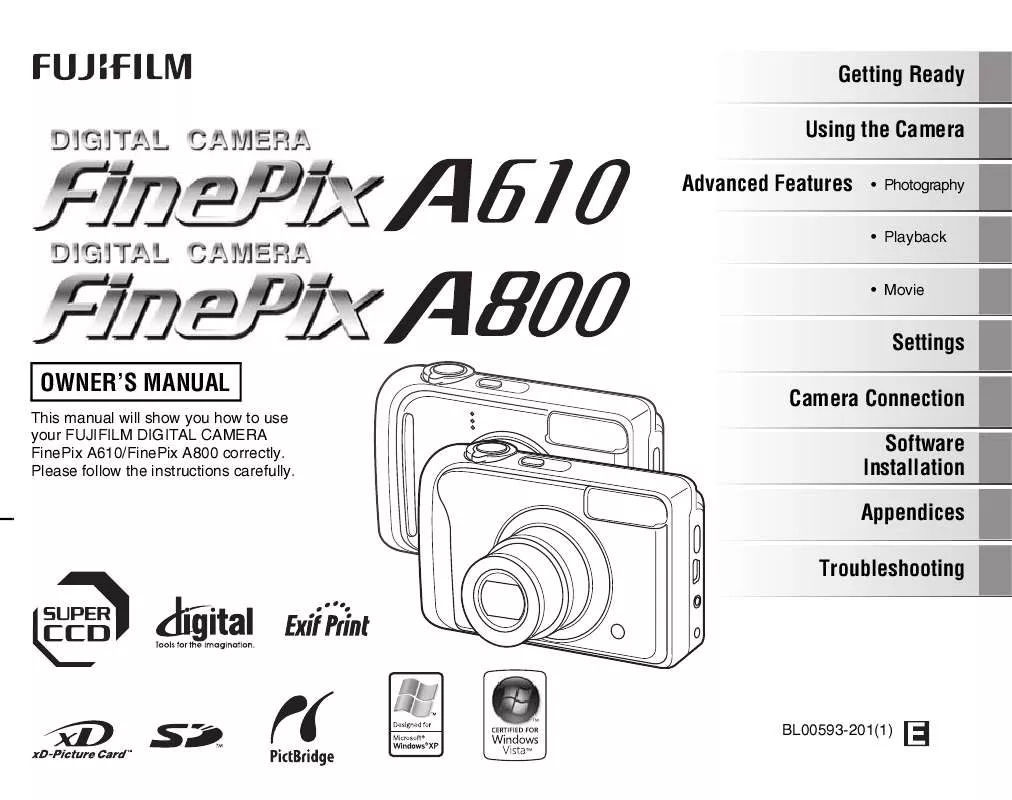 Mode d'emploi FUJIFILM FINEPIX A610