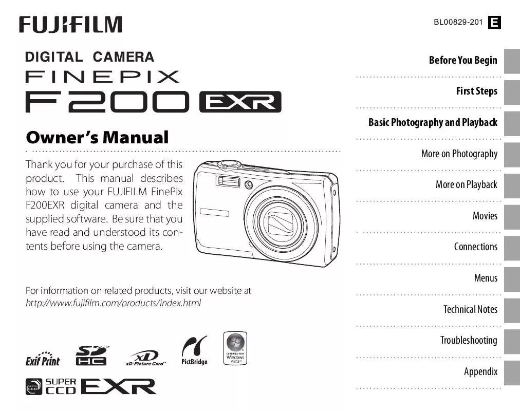 Mode d'emploi FUJIFILM FINEPIX F200 EXR