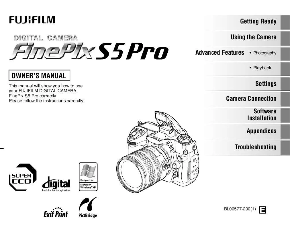 Mode d'emploi FUJIFILM FINEPIX S5 PRO