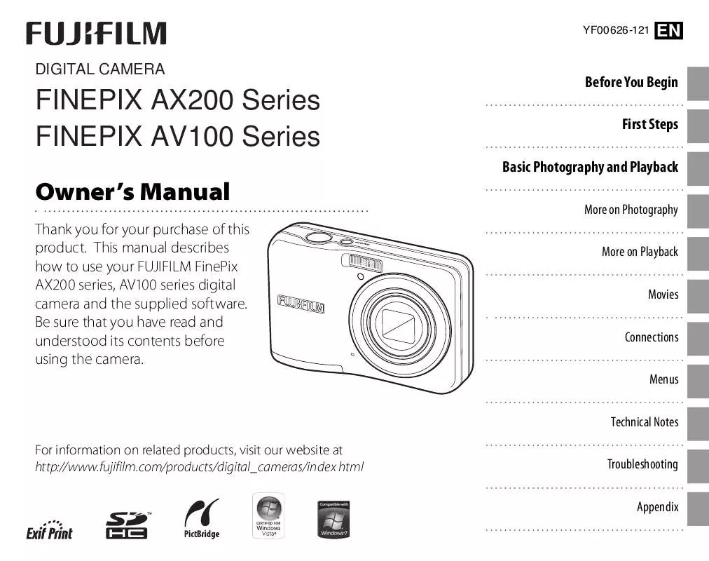 Mode d'emploi FUJIFILM FINEPIX AV100 SERIES