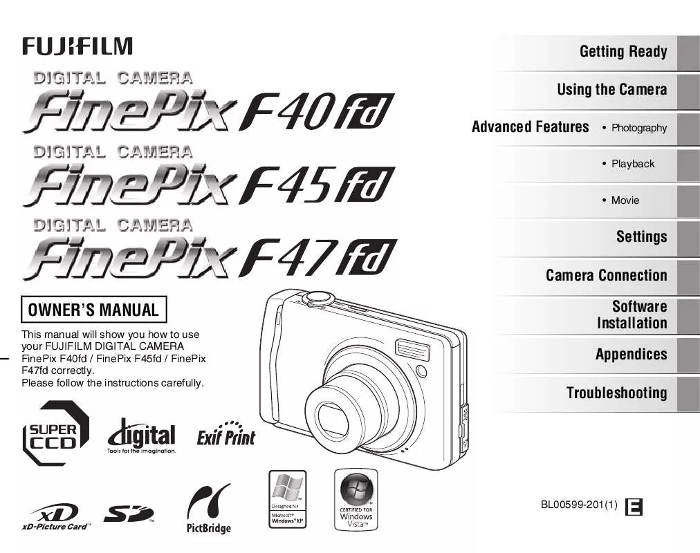 Mode d'emploi FUJIFILM FINEPIX F40 FD