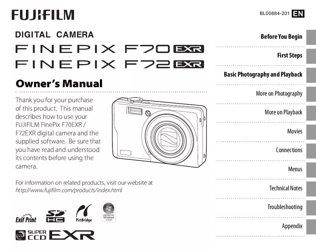 Mode d'emploi FUJIFILM FINEPIX F70 EXR