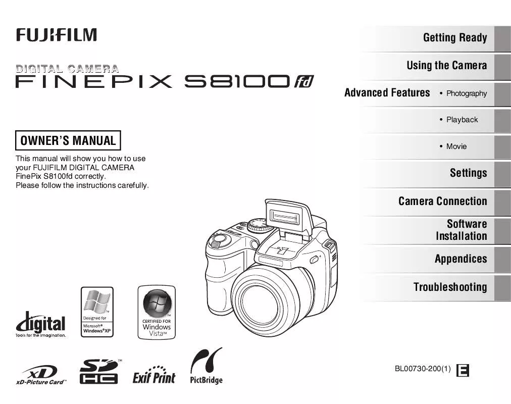 Mode d'emploi FUJIFILM FINEPIX S8100FD