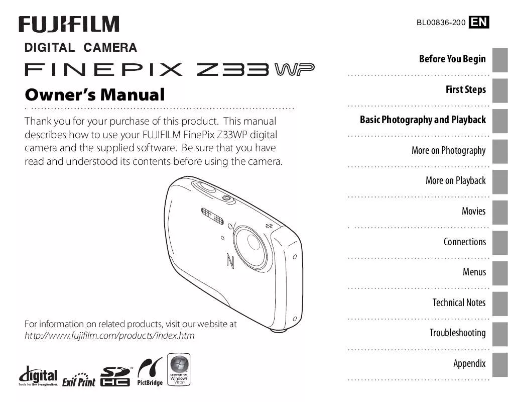 Mode d'emploi FUJIFILM FINEPIX Z33 WP