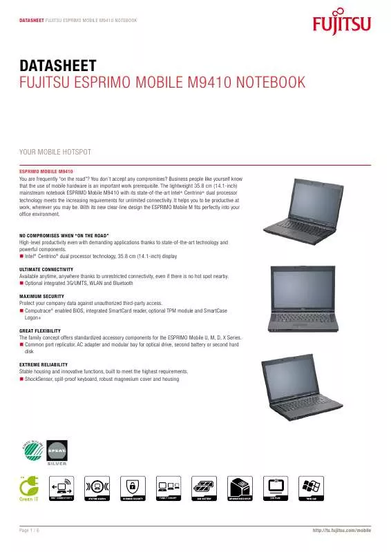 Mode d'emploi FUJITSU SIEMENS ESPRIMO MOBILE M9410