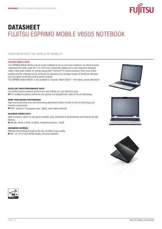 Mode d'emploi FUJITSU SIEMENS ESPRIMO MOBILE V6505