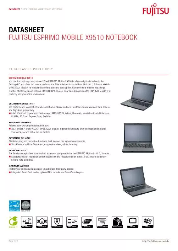 Mode d'emploi FUJITSU SIEMENS ESPRIMO MOBILE X9510