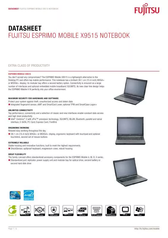 Mode d'emploi FUJITSU SIEMENS ESPRIMO MOBILE X9515