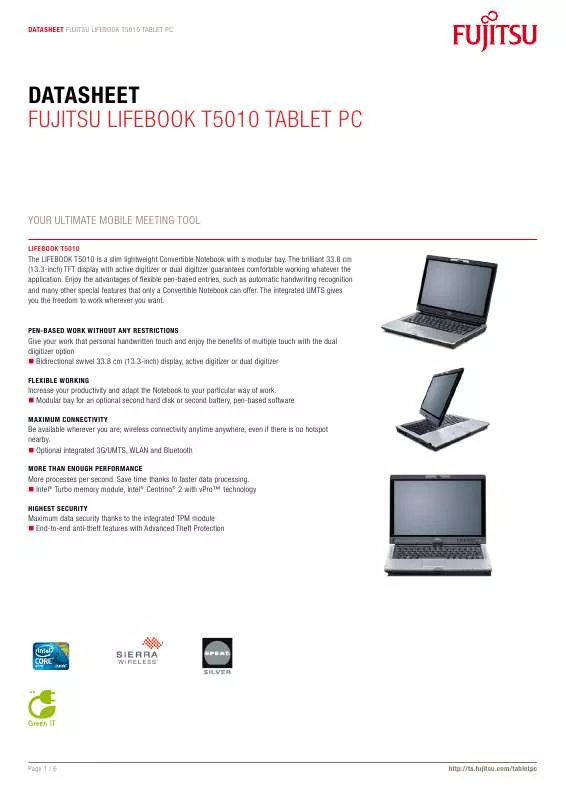 Mode d'emploi FUJITSU SIEMENS LIFEBOOK T5010