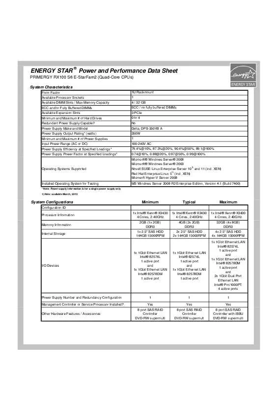 Mode d'emploi FUJITSU SIEMENS PRIMERGY RX100 S6 E-STARFAM2