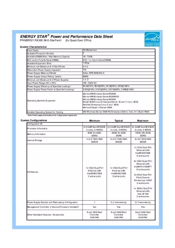 Mode d'emploi FUJITSU SIEMENS PRIMERGY RX300 S6 E-STARFAM1