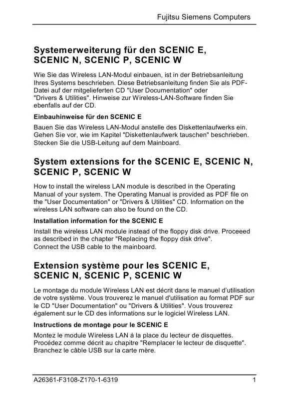 Mode d'emploi FUJITSU SIEMENS SCENIC N320 (SIS661)