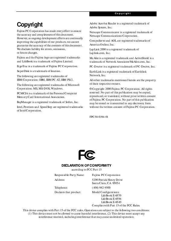 Mode d'emploi FUJITSU E6556