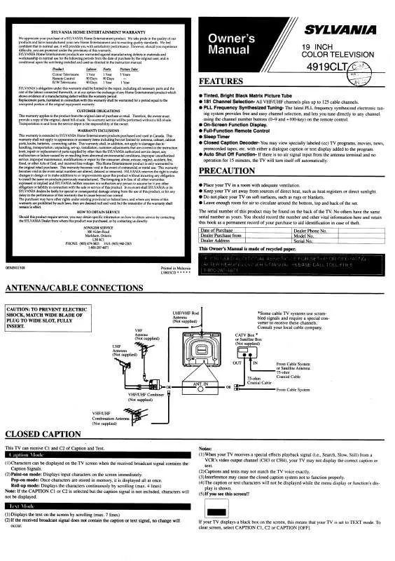 Mode d'emploi FUNAI 4919CLT