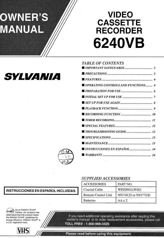 Mode d'emploi FUNAI 6240VB