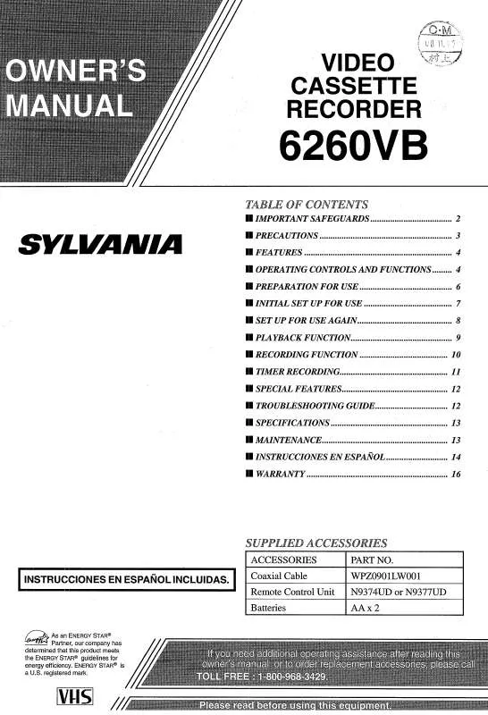 Mode d'emploi FUNAI 6260VB