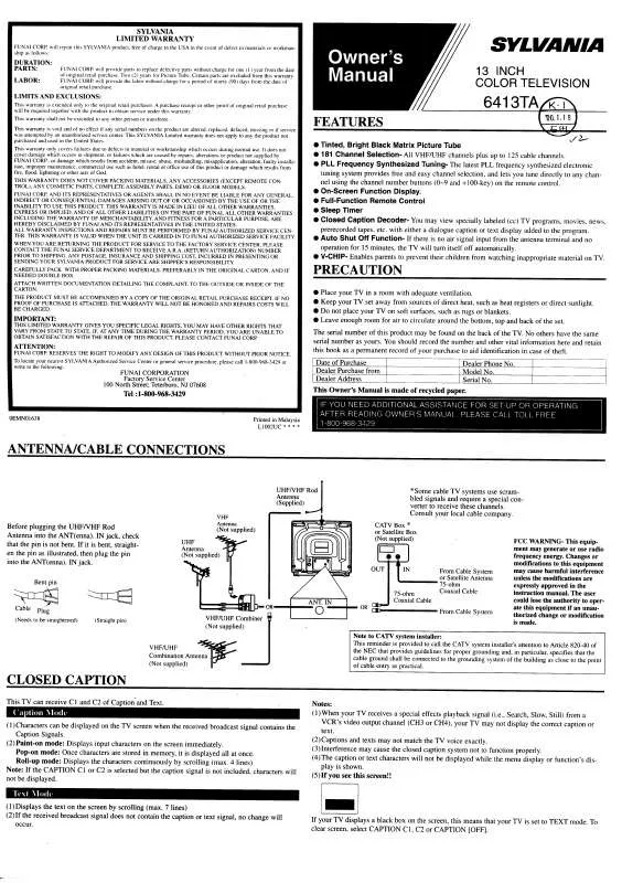 Mode d'emploi FUNAI 6413TA