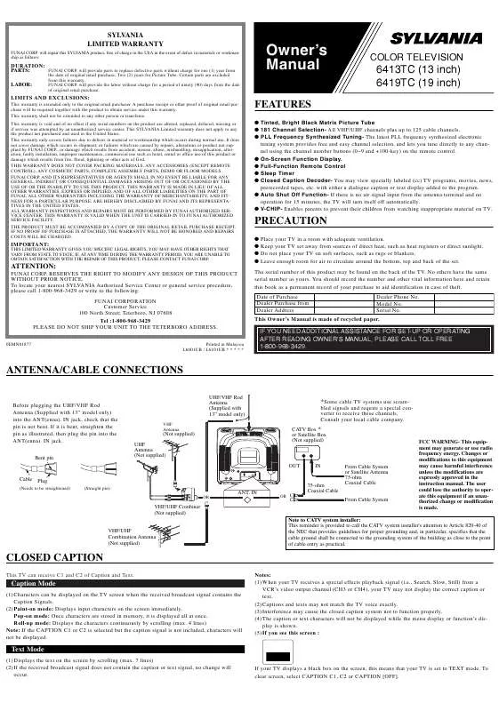 Mode d'emploi FUNAI 6413TC