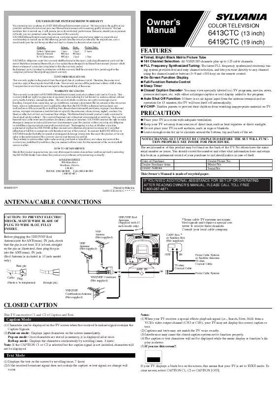 Mode d'emploi FUNAI 6419CTC