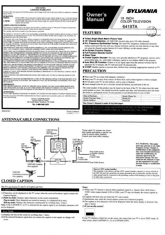 Mode d'emploi FUNAI 6419TA