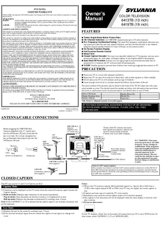 Mode d'emploi FUNAI 6419TB