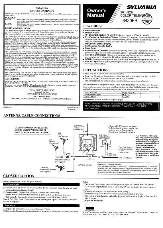 Mode d'emploi FUNAI 6420FB