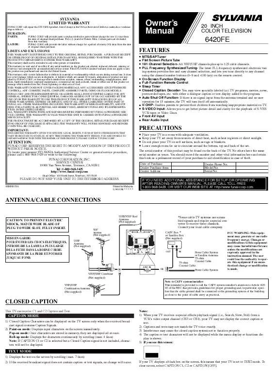 Mode d'emploi FUNAI 6420FE