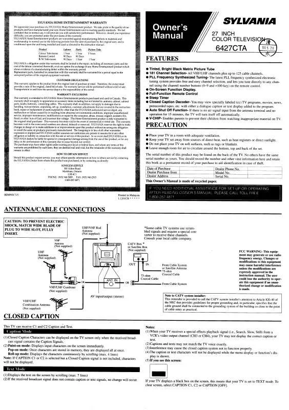 Mode d'emploi FUNAI 6427CTA