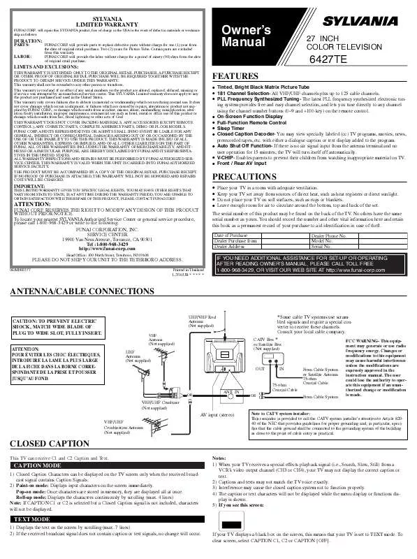 Mode d'emploi FUNAI 6427TE