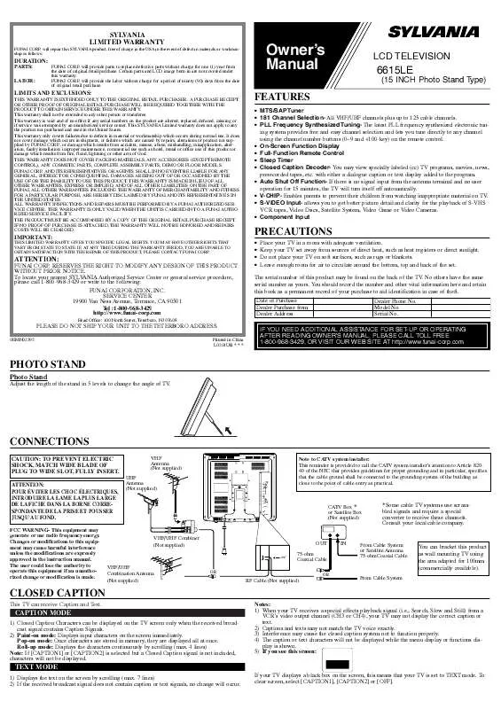 Mode d'emploi FUNAI 6615LE