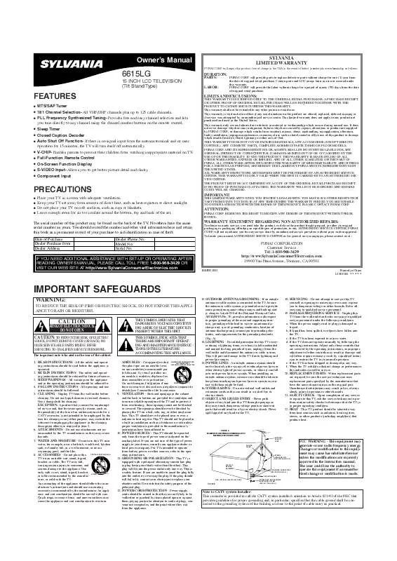 Mode d'emploi FUNAI 6615LG