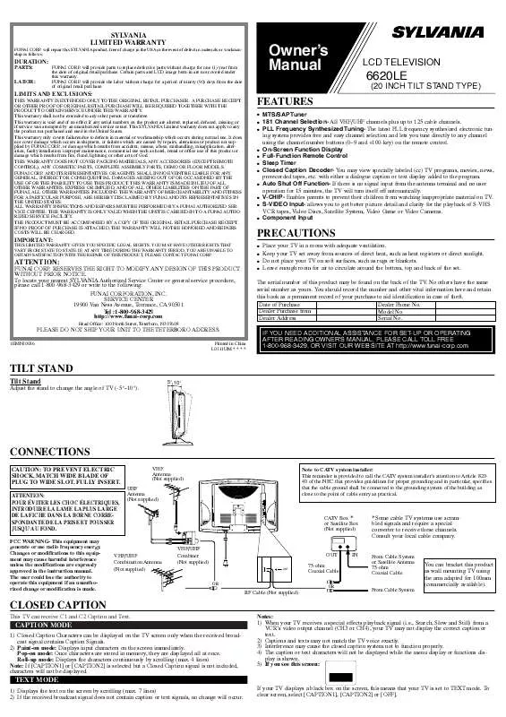 Mode d'emploi FUNAI 6620LE