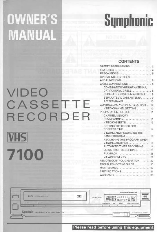 Mode d'emploi FUNAI 7100