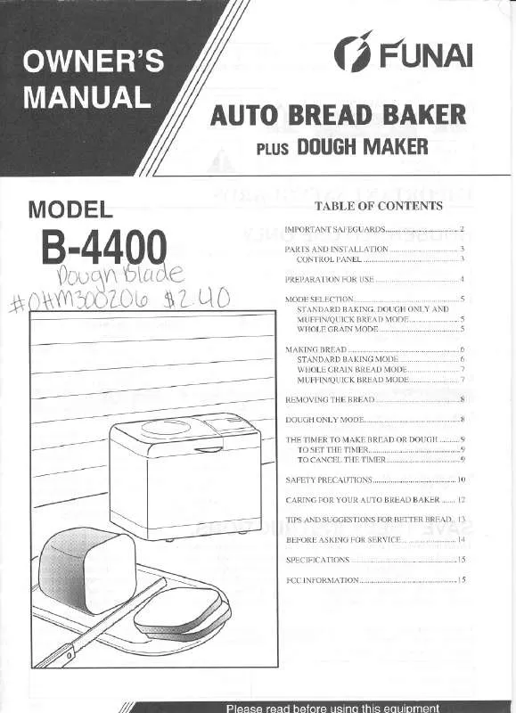 Mode d'emploi FUNAI B4400