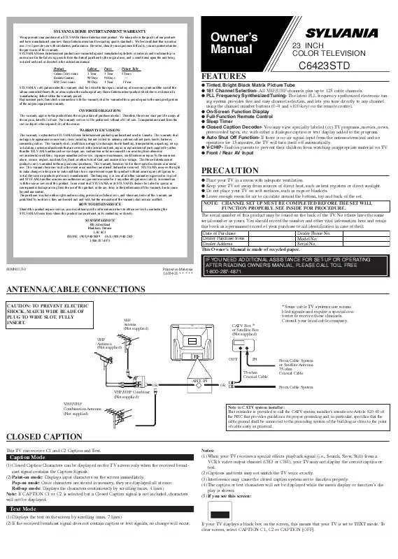 Mode d'emploi FUNAI C6423STD