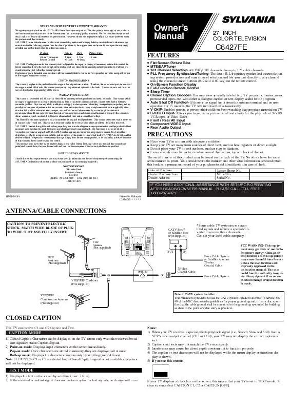 Mode d'emploi FUNAI C6427FE