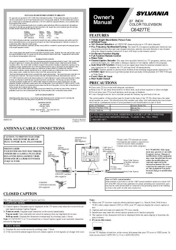 Mode d'emploi FUNAI C6427TE