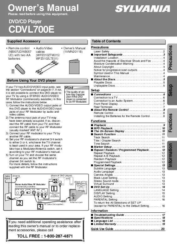 Mode d'emploi FUNAI CDVL700E