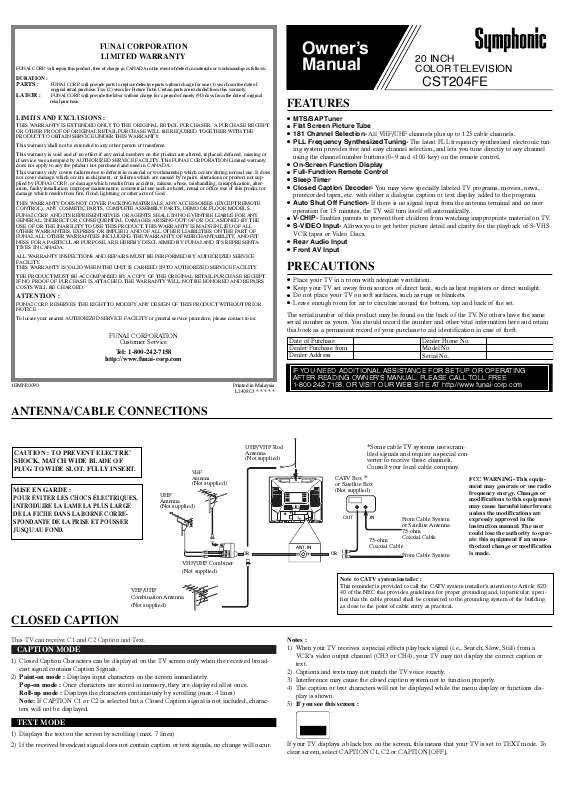 Mode d'emploi FUNAI CST204FE