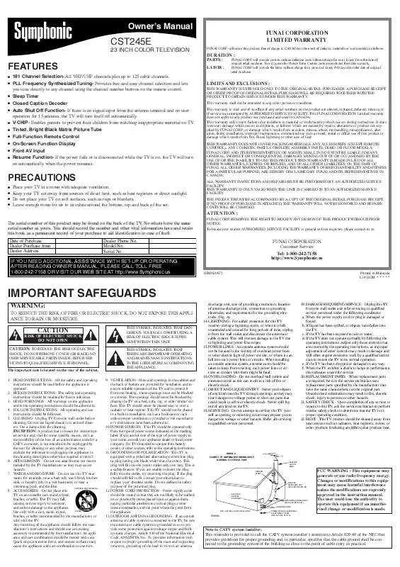 Mode d'emploi FUNAI CST245E