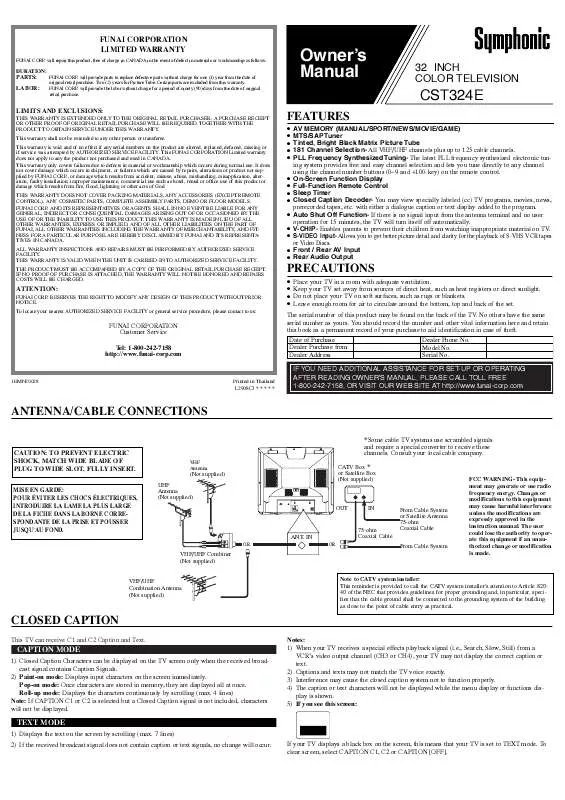 Mode d'emploi FUNAI CST324E