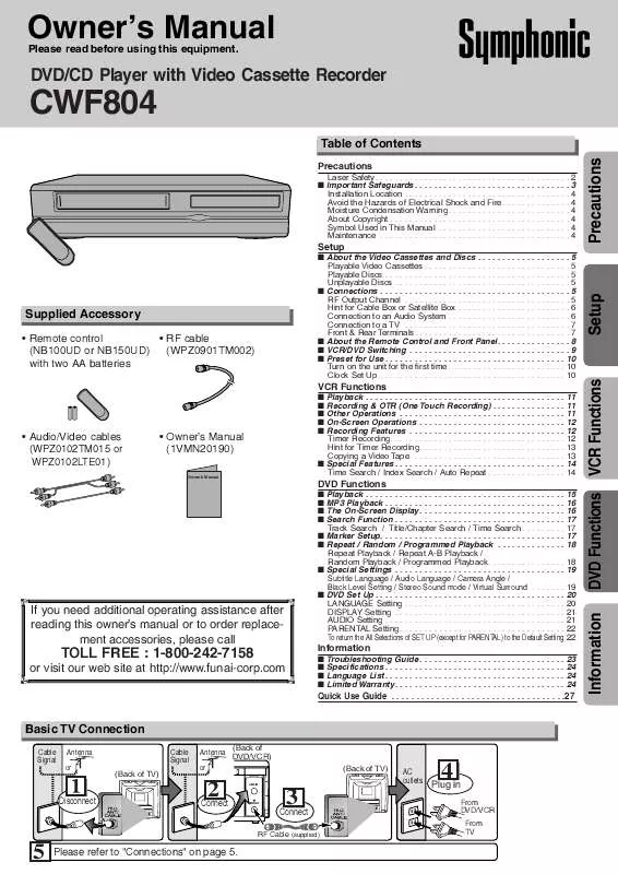 Mode d'emploi FUNAI CWF804