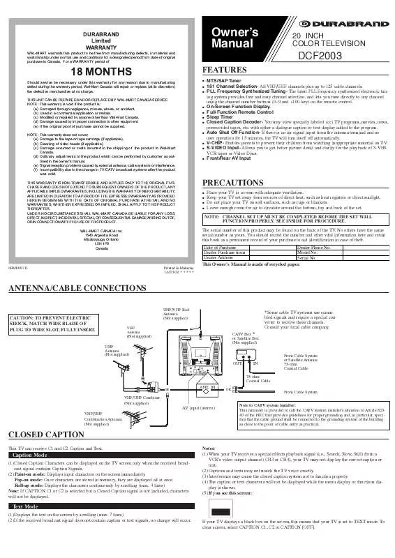 Mode d'emploi FUNAI DCF2003