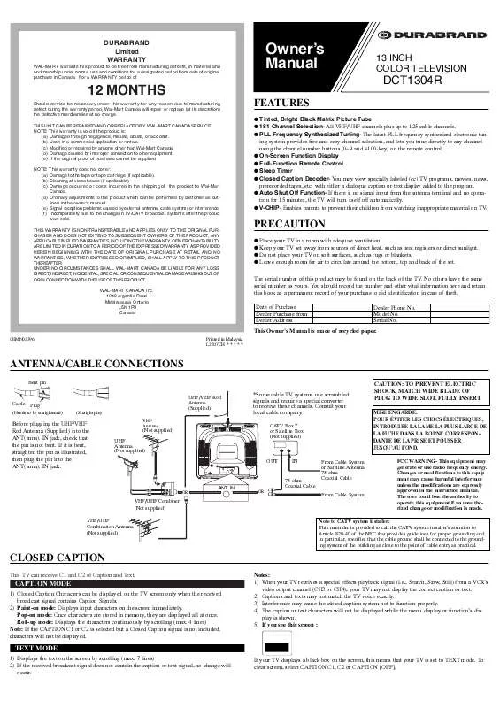 Mode d'emploi FUNAI DCT1304R