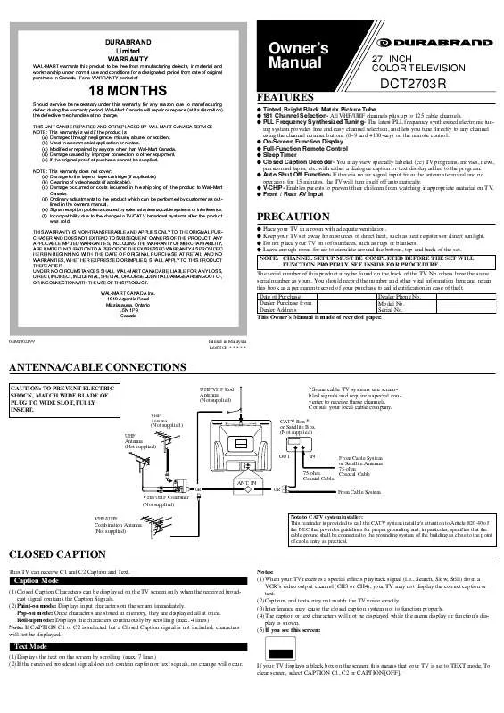 Mode d'emploi FUNAI DCT2703